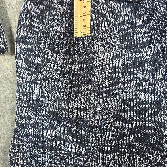 Oprah Magazine for Talbots Cardigan M Long Knit Tie Sweater Heather Blue Pockets - Picture 9 of 10